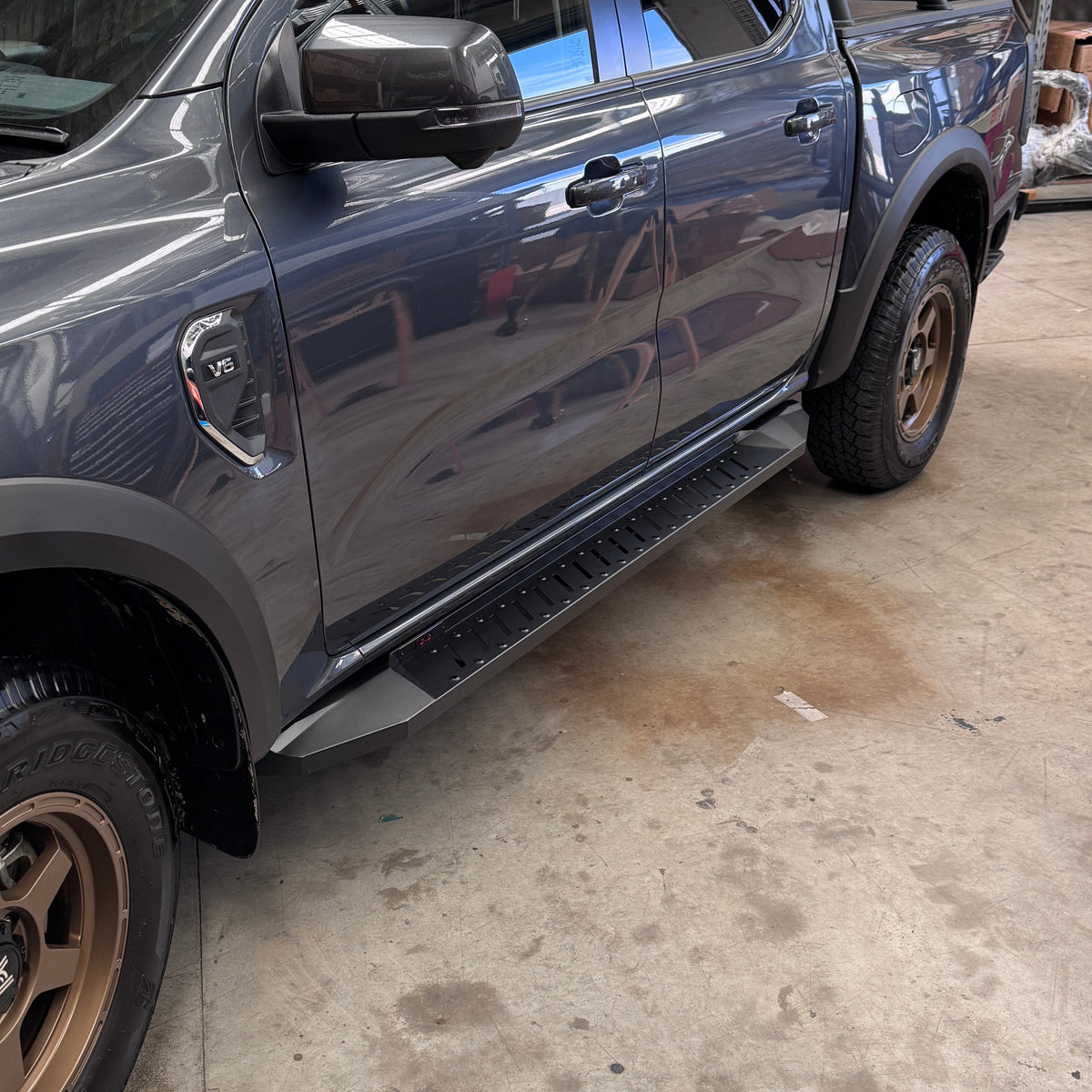 ANTZ off-road running boards fitted to a Next Gen Ford Ranger