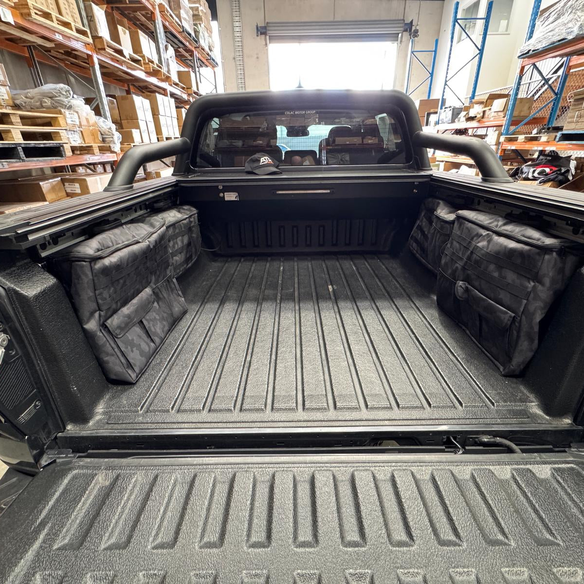 Dual Storage tray bags for next gen Ranger Amarok and other 4wds in a car 